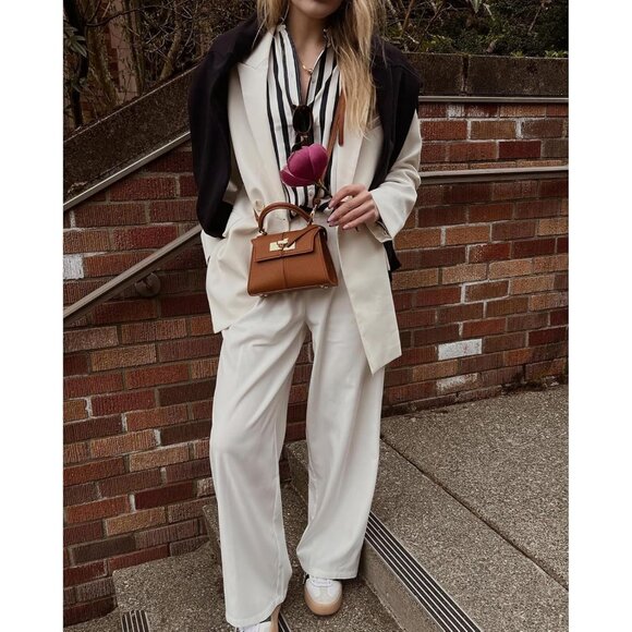 🆕Jw Pei Women Brown Vegan Leather Imported Elegant Sustainable Top Handle Bag - Picture 3 of 6